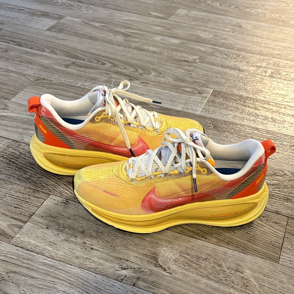 Nike Yellow and Orange Running Sneakers with Red Swoosh